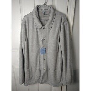 Joseph Abboud Men's 2XLT Grey Knit Chore Jacket Pocket Casual Modern Fit Button